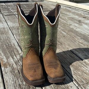 Justin Boots Gypsy Brown/Turquoise white piping
